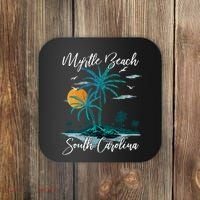 Family Vacation Retro Sunset South Carolina Myrtle Beach Coaster thumb 0