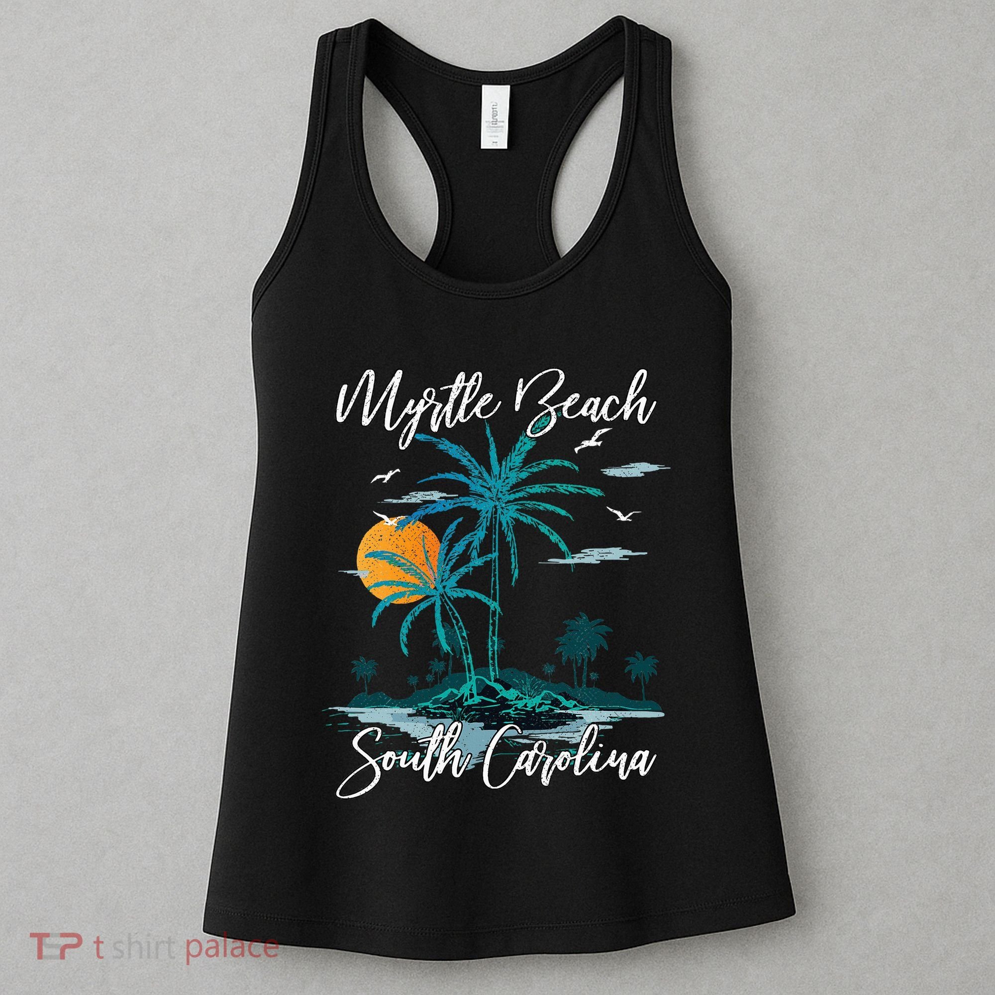 Family Vacation Retro Sunset South Carolina Myrtle Beach Women's Tank Top