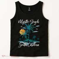 Family Vacation Retro Sunset South Carolina Myrtle Beach Tank Top thumb 2