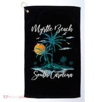 Family Vacation Retro Sunset South Carolina Myrtle Beach Golf Towel thumb 0