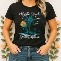 Family Vacation Retro Sunset South Carolina Myrtle Beach Women's T-Shirt thumb 2