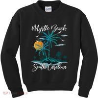 Family Vacation Retro Sunset South Carolina Myrtle Beach Kids Sweatshirt thumb 0