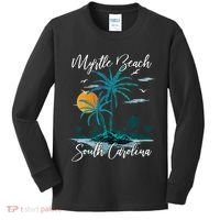 Family Vacation Retro Sunset South Carolina Myrtle Beach Kids Long Sleeve Shirt thumb 0