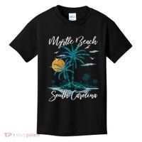 Family Vacation Retro Sunset South Carolina Myrtle Beach Kids T-Shirt thumb 0