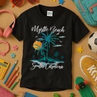 Family Vacation Retro Sunset South Carolina Myrtle Beach Kids T-Shirt thumb 3
