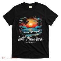 Family Vacation Retro Sunset California Santa Monica Beach T-Shirt thumb 0
