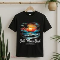Family Vacation Retro Sunset California Santa Monica Beach T-Shirt thumb 2