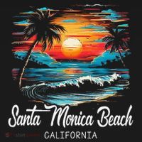 Family Vacation Retro Sunset California Santa Monica Beach T-Shirt thumb 7
