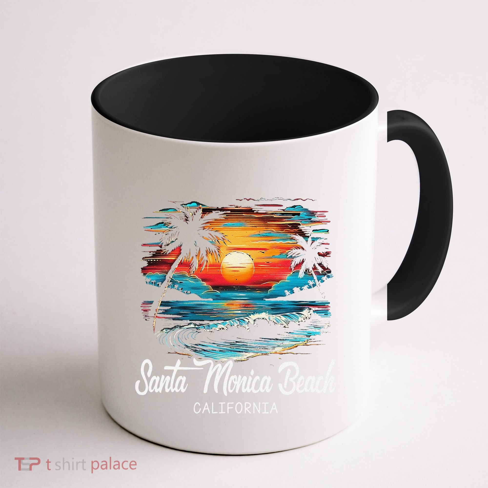 Family Vacation Retro Sunset California Santa Monica Beach Coffee Mug