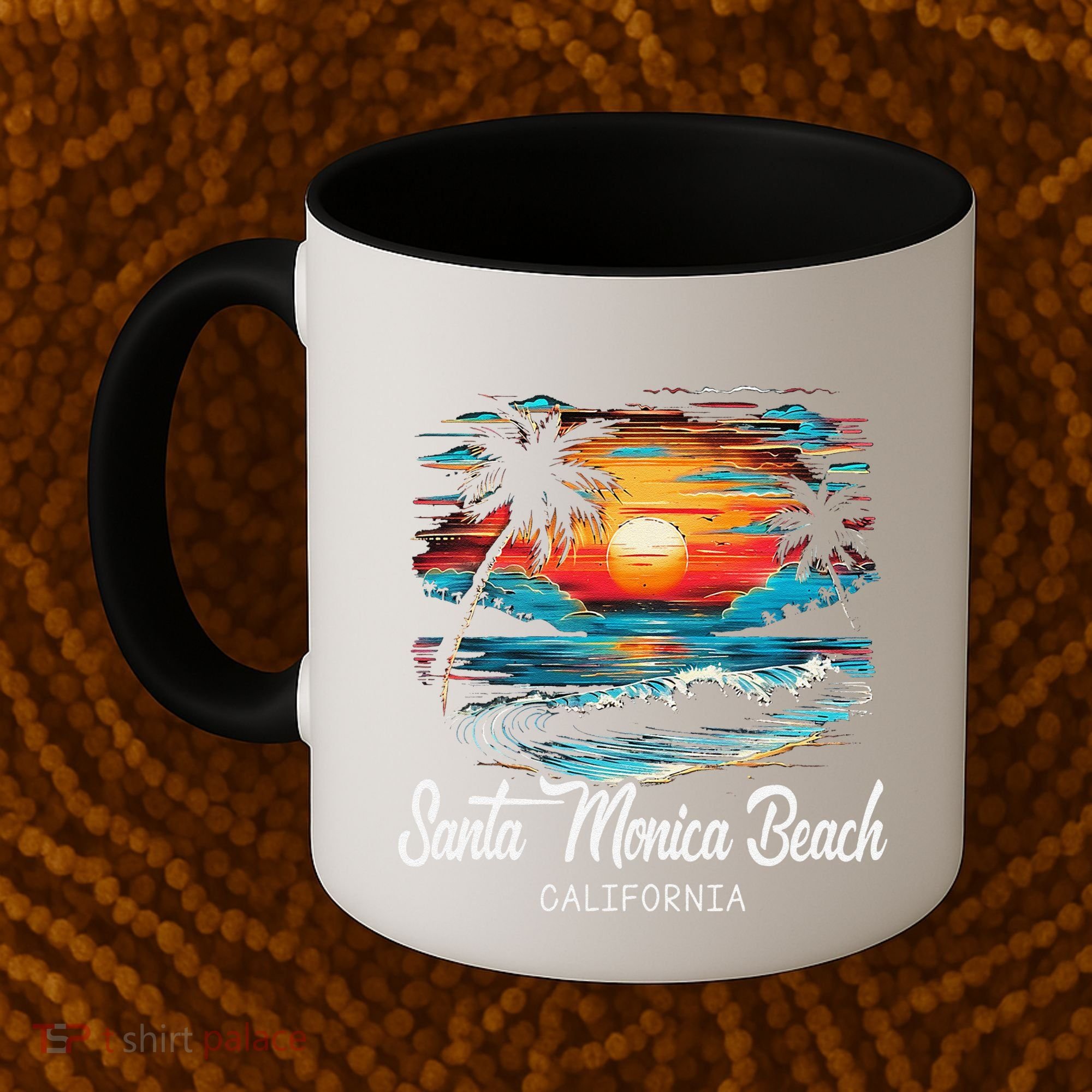 Family Vacation Retro Sunset California Santa Monica Beach Coffee Mug
