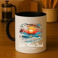 Family Vacation Retro Sunset California Santa Monica Beach Coffee Mug thumb 4
