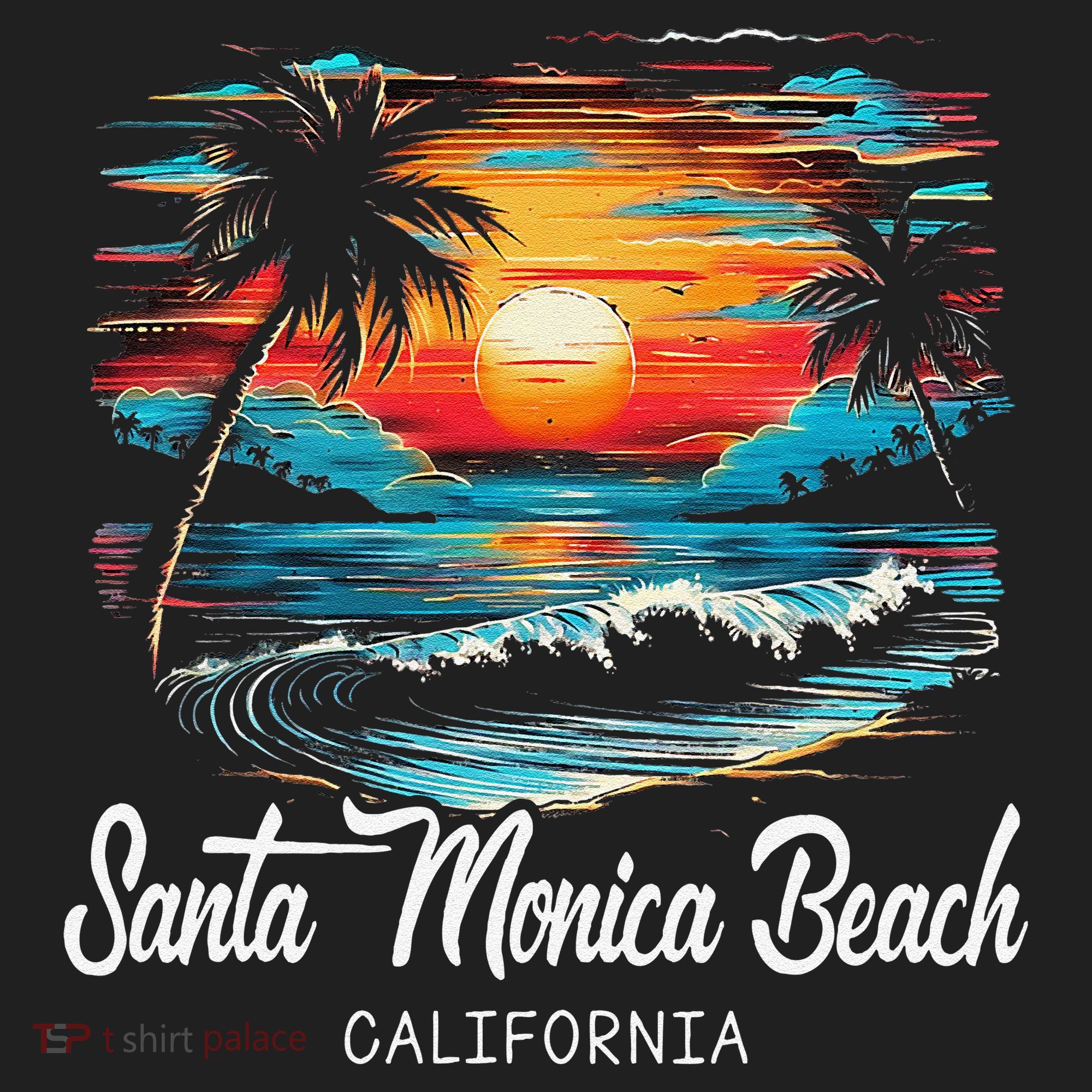 Family Vacation Retro Sunset California Santa Monica Beach Beanie