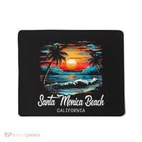 Family Vacation Retro Sunset California Santa Monica Beach Mousepad thumb 0