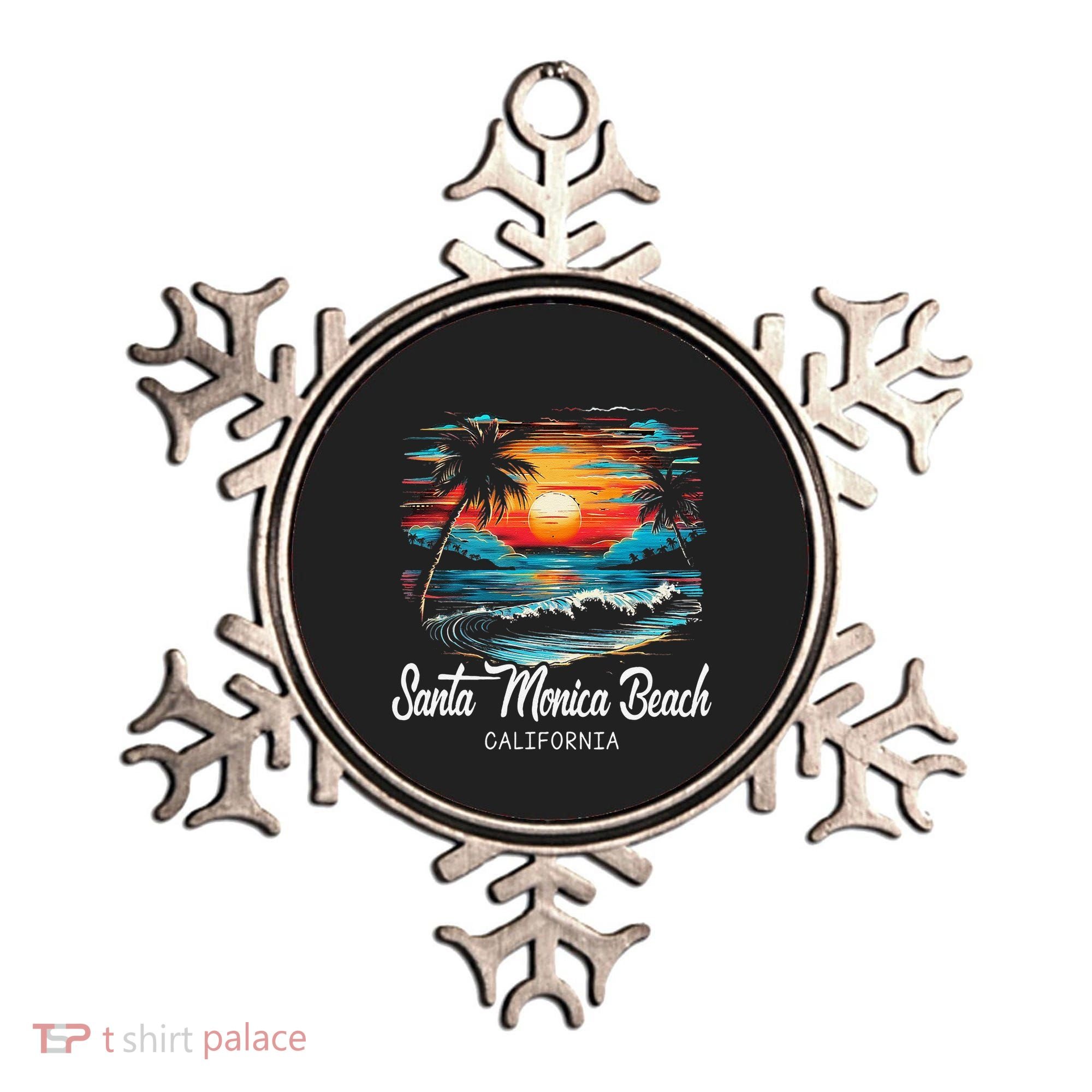 Family Vacation Retro Sunset California Santa Monica Beach Ornament