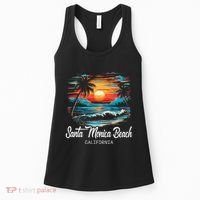 Family Vacation Retro Sunset California Santa Monica Beach Women's Tank Top thumb 0