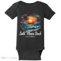 Family Vacation Retro Sunset California Santa Monica Beach Baby Bodysuit thumb 0
