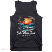 Family Vacation Retro Sunset California Santa Monica Beach Tank Top thumb 0