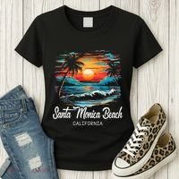 Family Vacation Retro Sunset California Santa Monica Beach Women's T-Shirt thumb 3