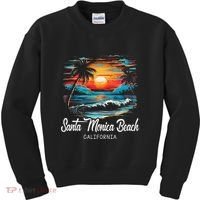Family Vacation Retro Sunset California Santa Monica Beach Kids Sweatshirt thumb 0