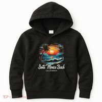 Family Vacation Retro Sunset California Santa Monica Beach Kids Hoodie thumb 0