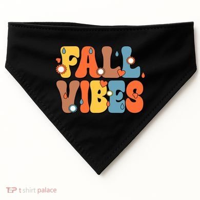 Fall Vibes Retro Groovy Cute USA-Made Doggie Bandana