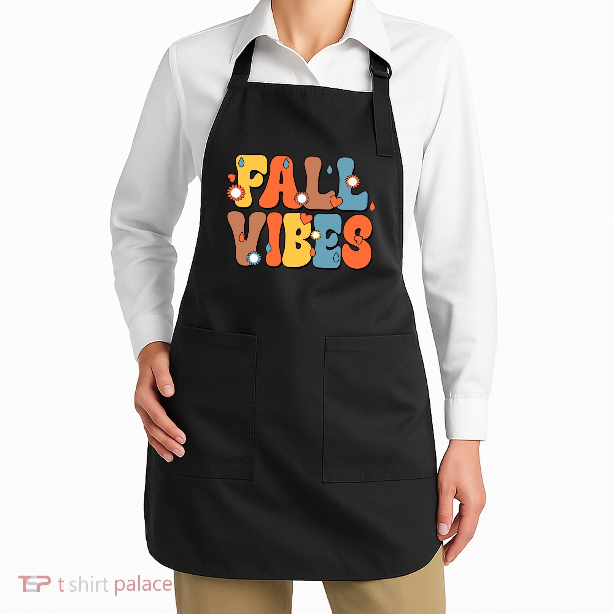 Fall Vibes Retro Groovy Cute Apron