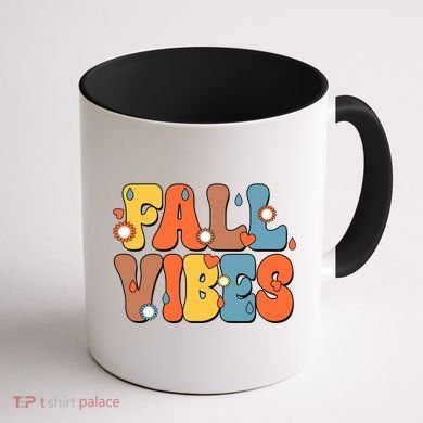 Fall Vibes Retro Groovy Cute Coffee Mug back