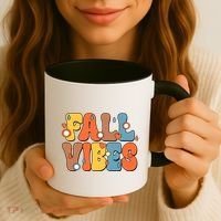 Fall Vibes Retro Groovy Cute Coffee Mug thumb 3