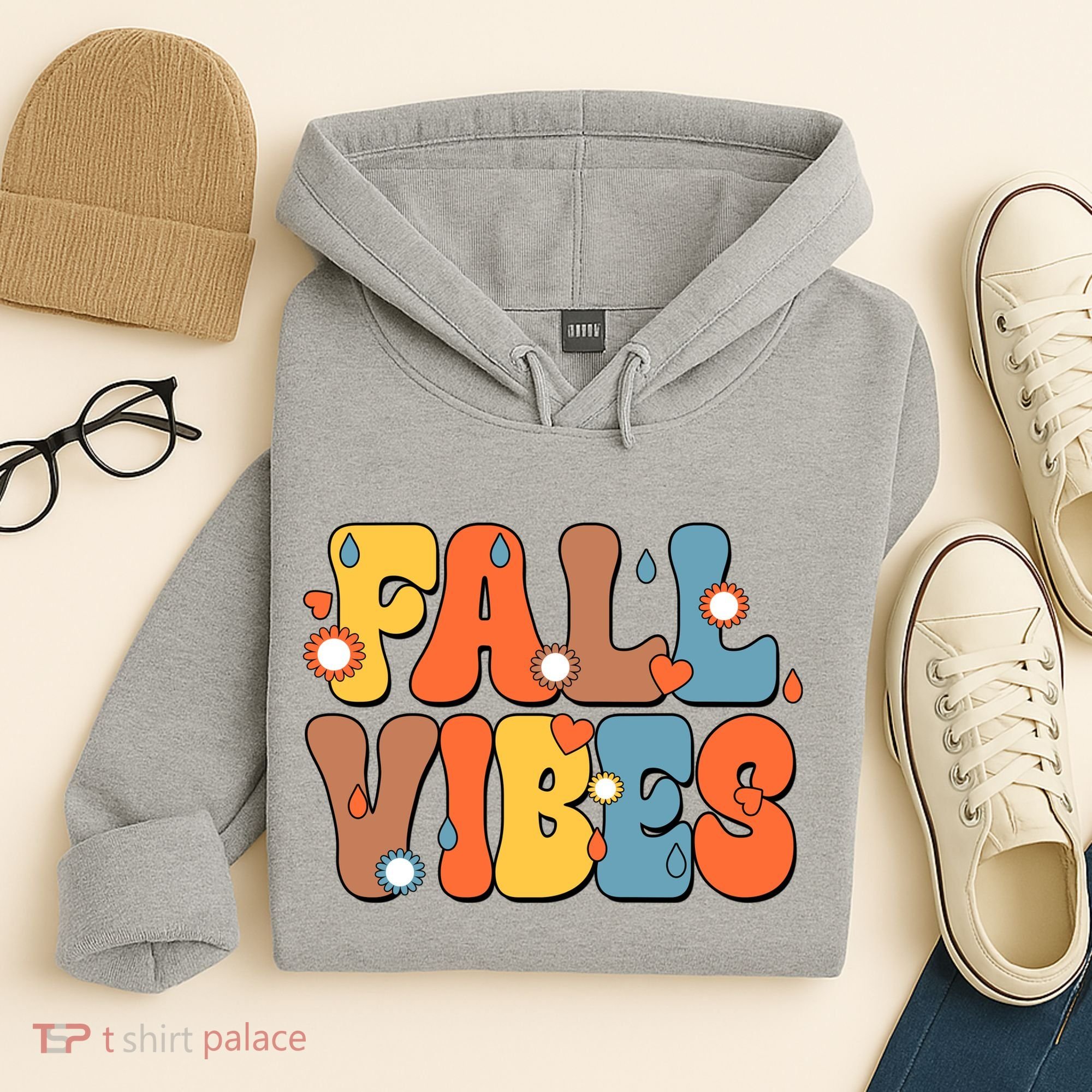 Fall Vibes Retro Groovy Cute Hoodie