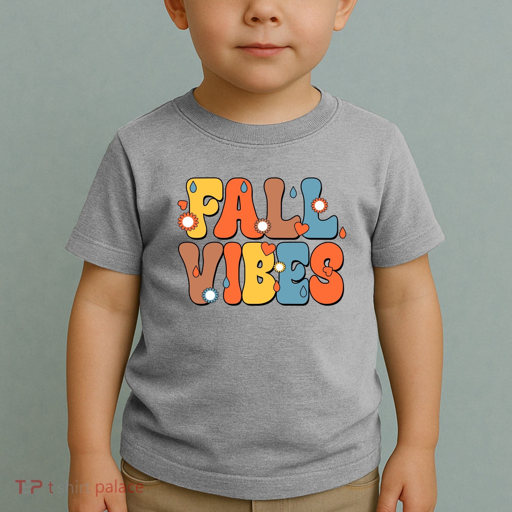 Fall Vibes Retro Groovy Cute Toddler T-Shirt