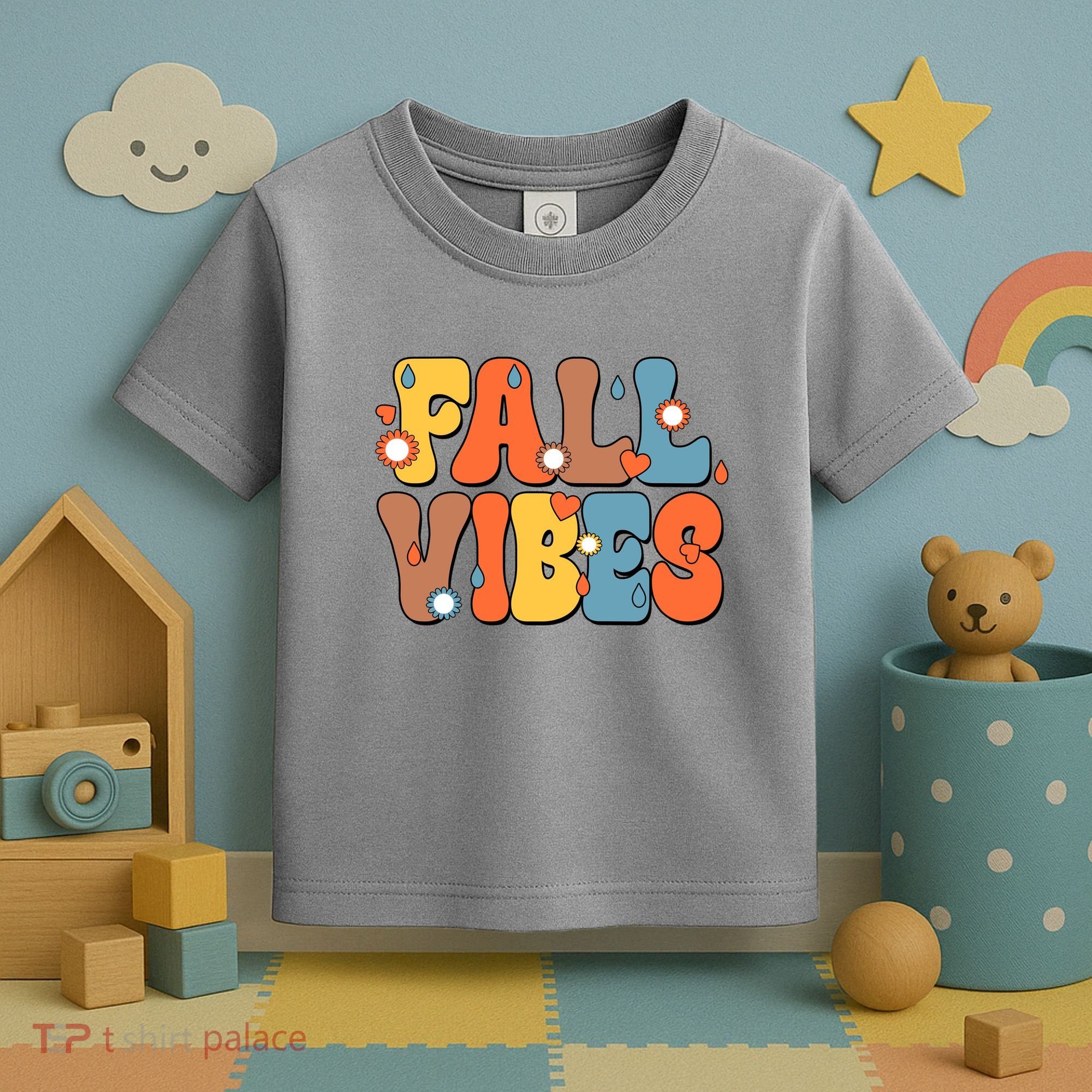 Fall Vibes Retro Groovy Cute Toddler T-Shirt