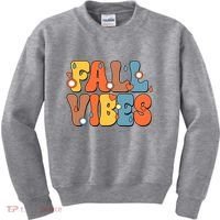 Fall Vibes Retro Groovy Cute Kids Sweatshirt thumb 0