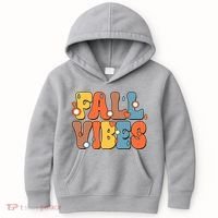 Fall Vibes Retro Groovy Cute Kids Hoodie thumb 0