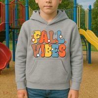Fall Vibes Retro Groovy Cute Kids Hoodie thumb 2