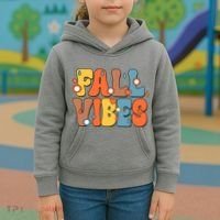Fall Vibes Retro Groovy Cute Kids Hoodie thumb 3