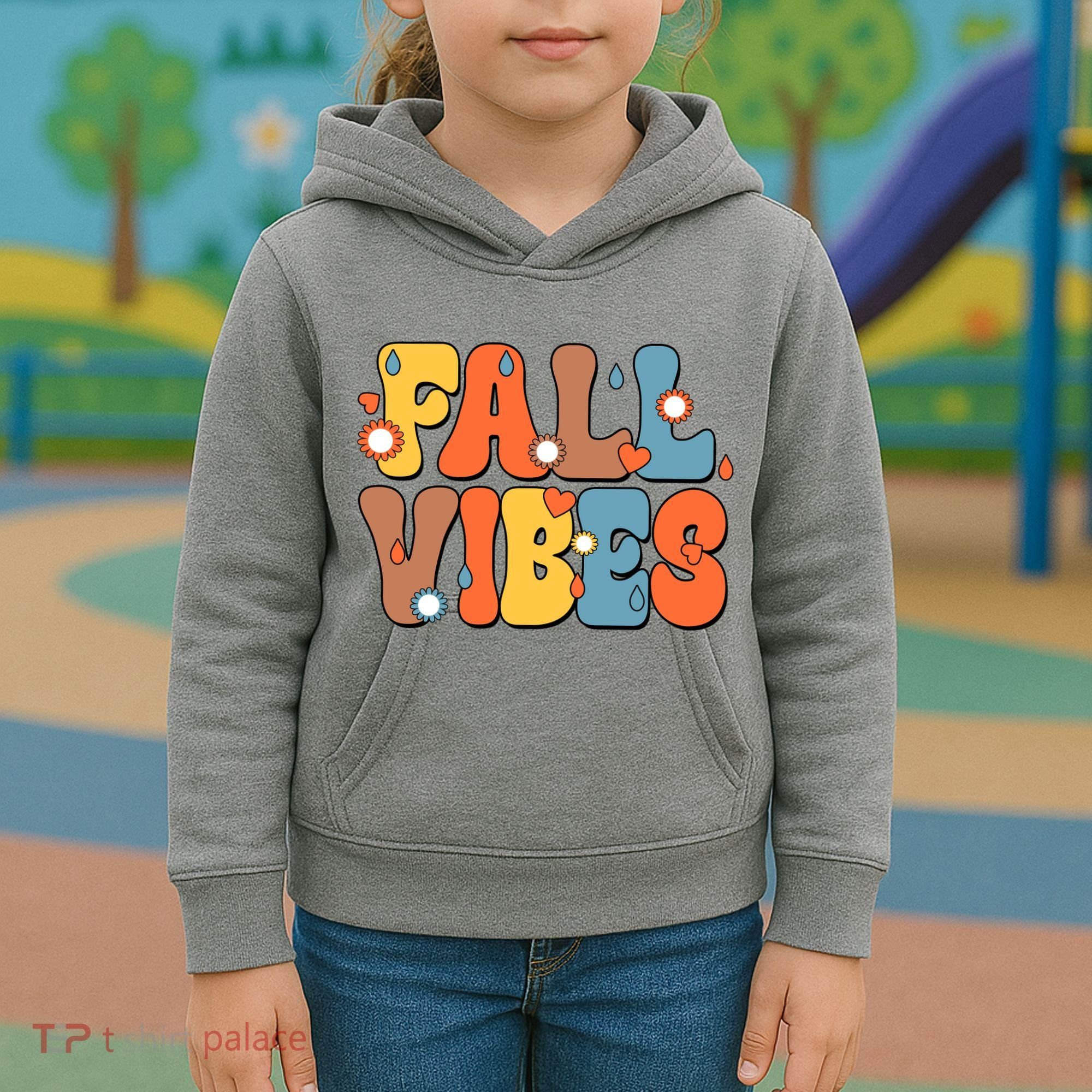 Fall Vibes Retro Groovy Cute Kids Hoodie