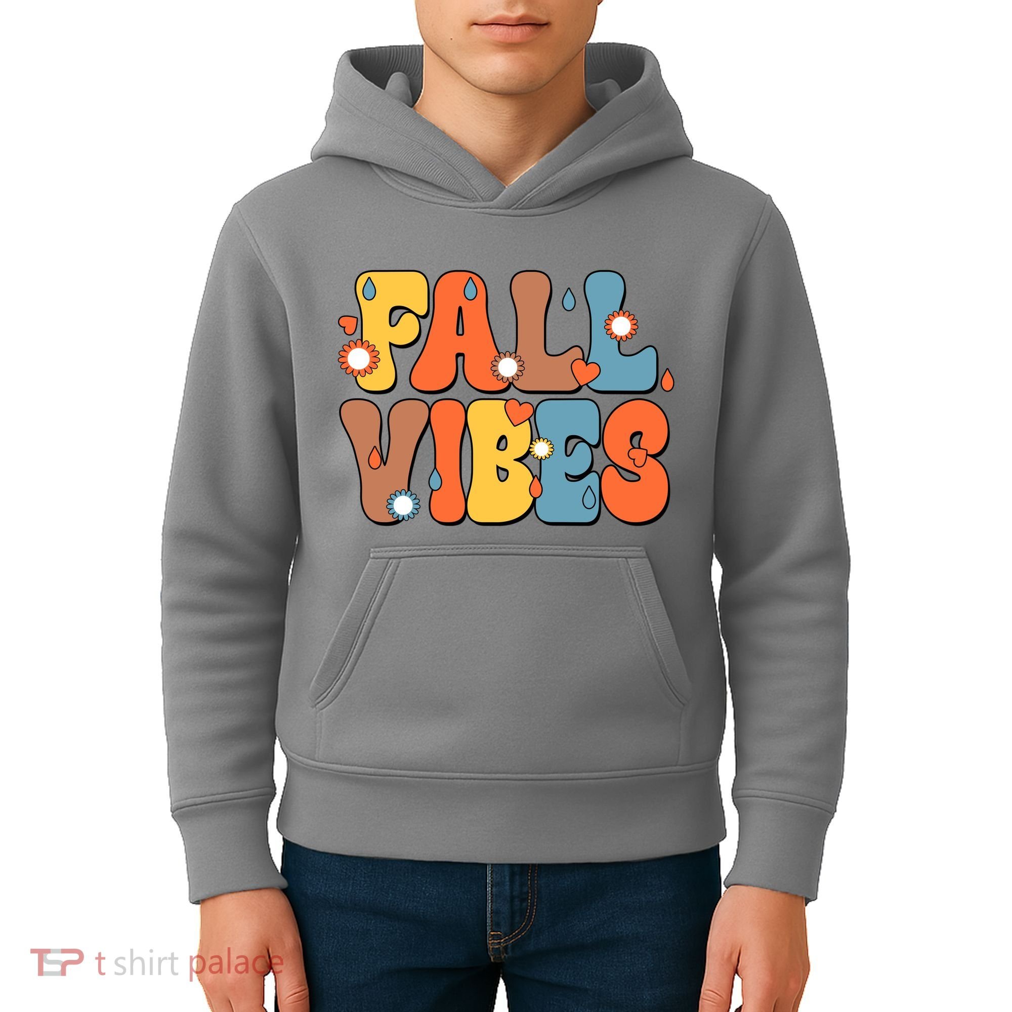Fall Vibes Retro Groovy Cute Kids Hoodie