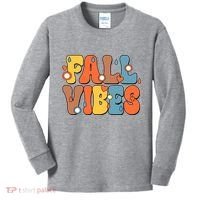 Fall Vibes Retro Groovy Cute Kids Long Sleeve Shirt thumb 0