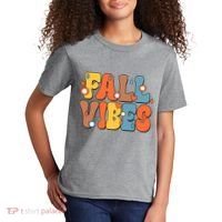 Fall Vibes Retro Groovy Cute Kids T-Shirt thumb 2