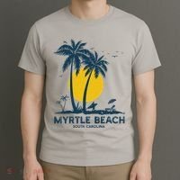 Family Vacation Retro Sunset South Carolina Myrtle Beach T-Shirt thumb 3