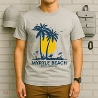 Family Vacation Retro Sunset South Carolina Myrtle Beach T-Shirt thumb 6