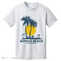 Family Vacation Retro Sunset South Carolina Myrtle Beach Kids T-Shirt thumb 0