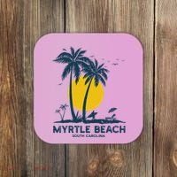Family Vacation Retro Sunset South Carolina Myrtle Beach Coaster thumb 0