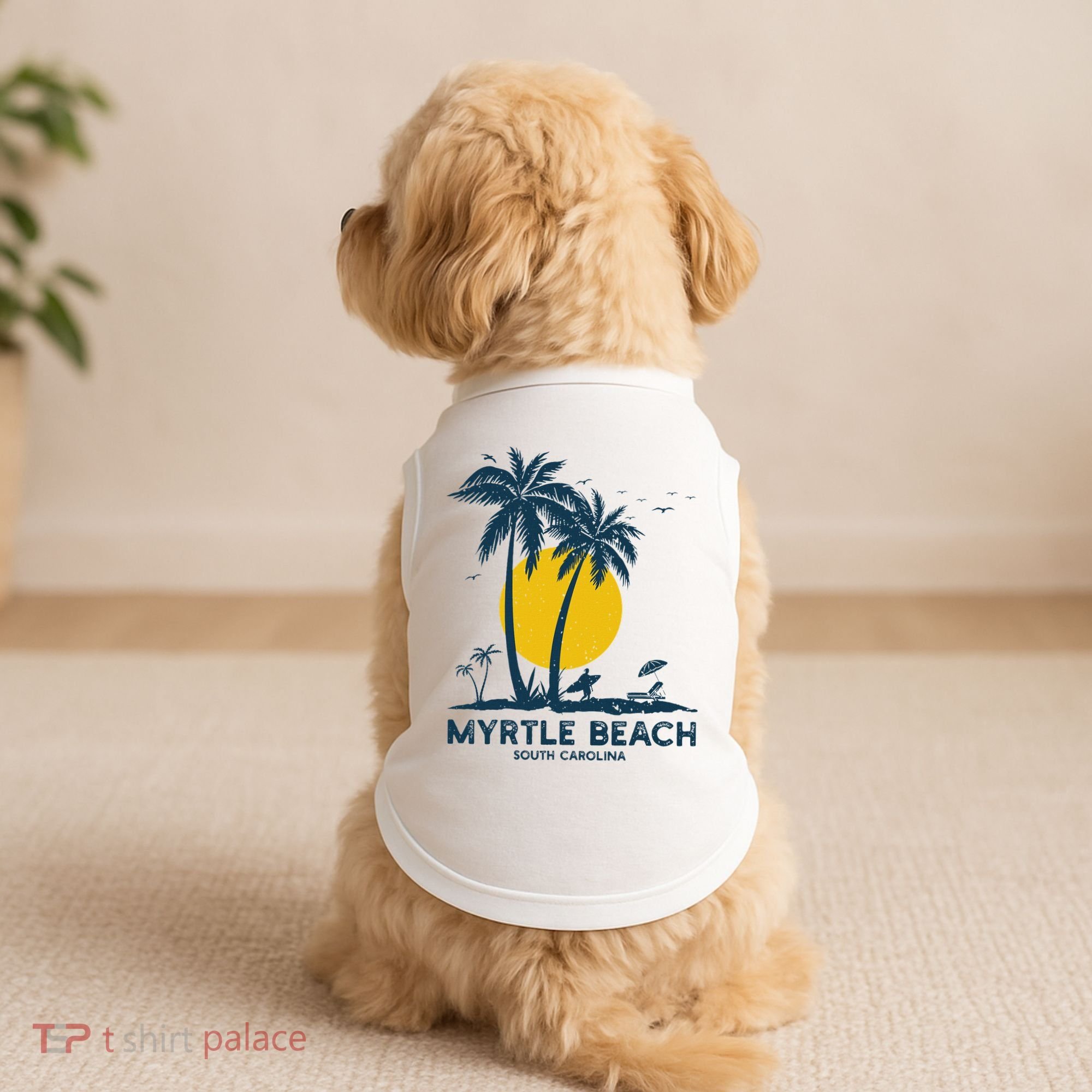 Family Vacation Retro Sunset South Carolina Myrtle Beach Doggie Tank