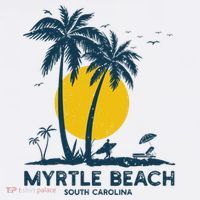 Family Vacation Retro Sunset South Carolina Myrtle Beach USA-Made Doggie Bandana thumb 2