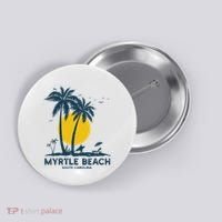 Family Vacation Retro Sunset South Carolina Myrtle Beach Button thumb 0