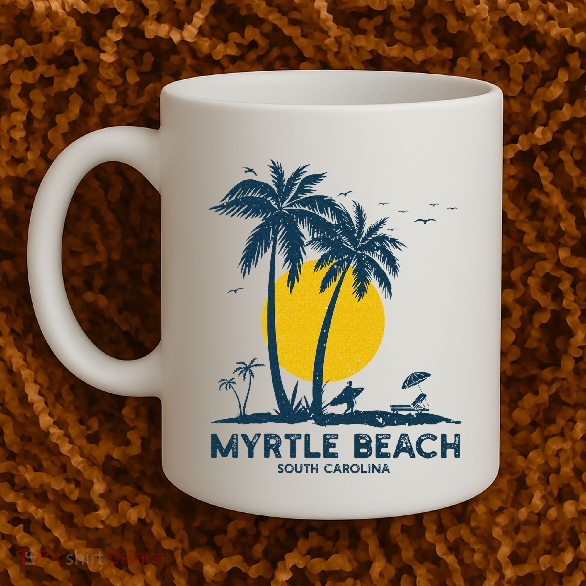 Family Vacation Retro Sunset South Carolina Myrtle Beach Coffee Mug
