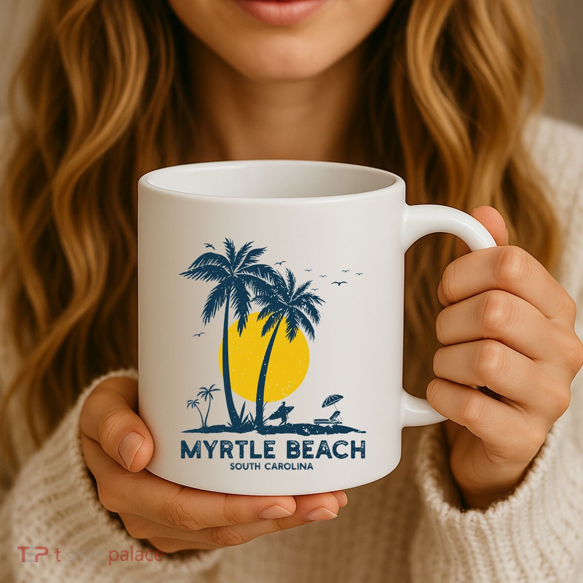 Family Vacation Retro Sunset South Carolina Myrtle Beach Coffee Mug