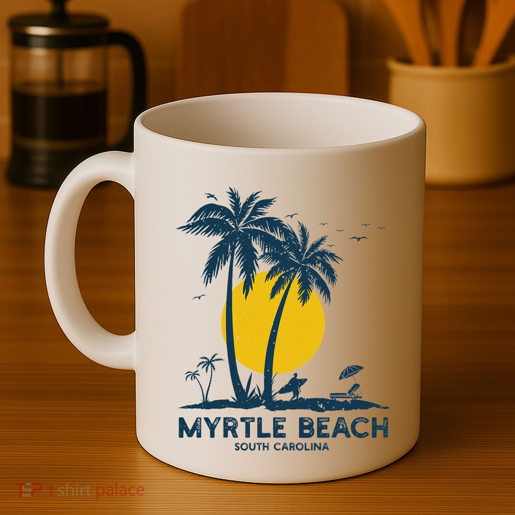 Family Vacation Retro Sunset South Carolina Myrtle Beach Coffee Mug