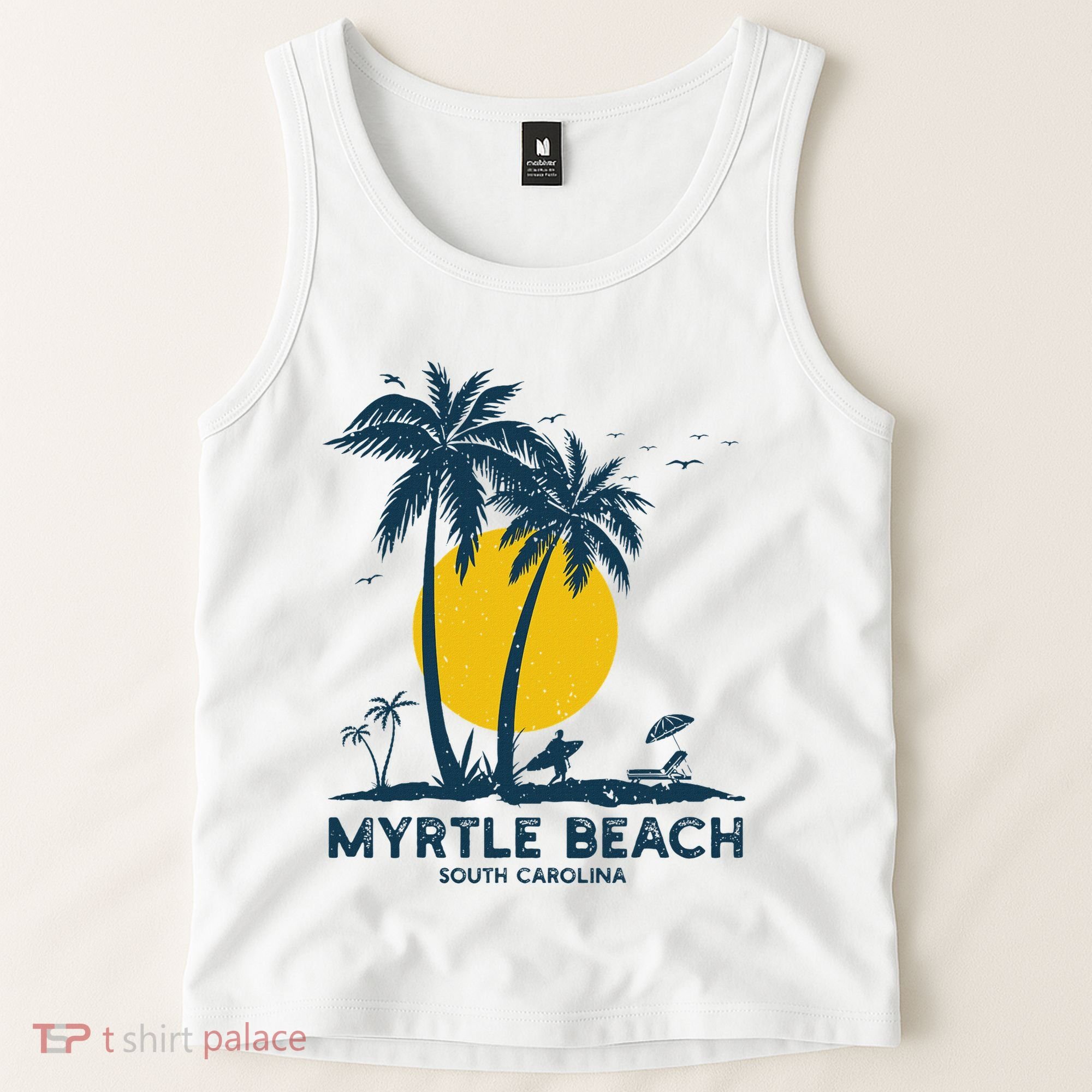 Family Vacation Retro Sunset South Carolina Myrtle Beach Tank Top